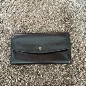 Bosca Vintage Black Italian Leather Trifold Wallet Flap Closure